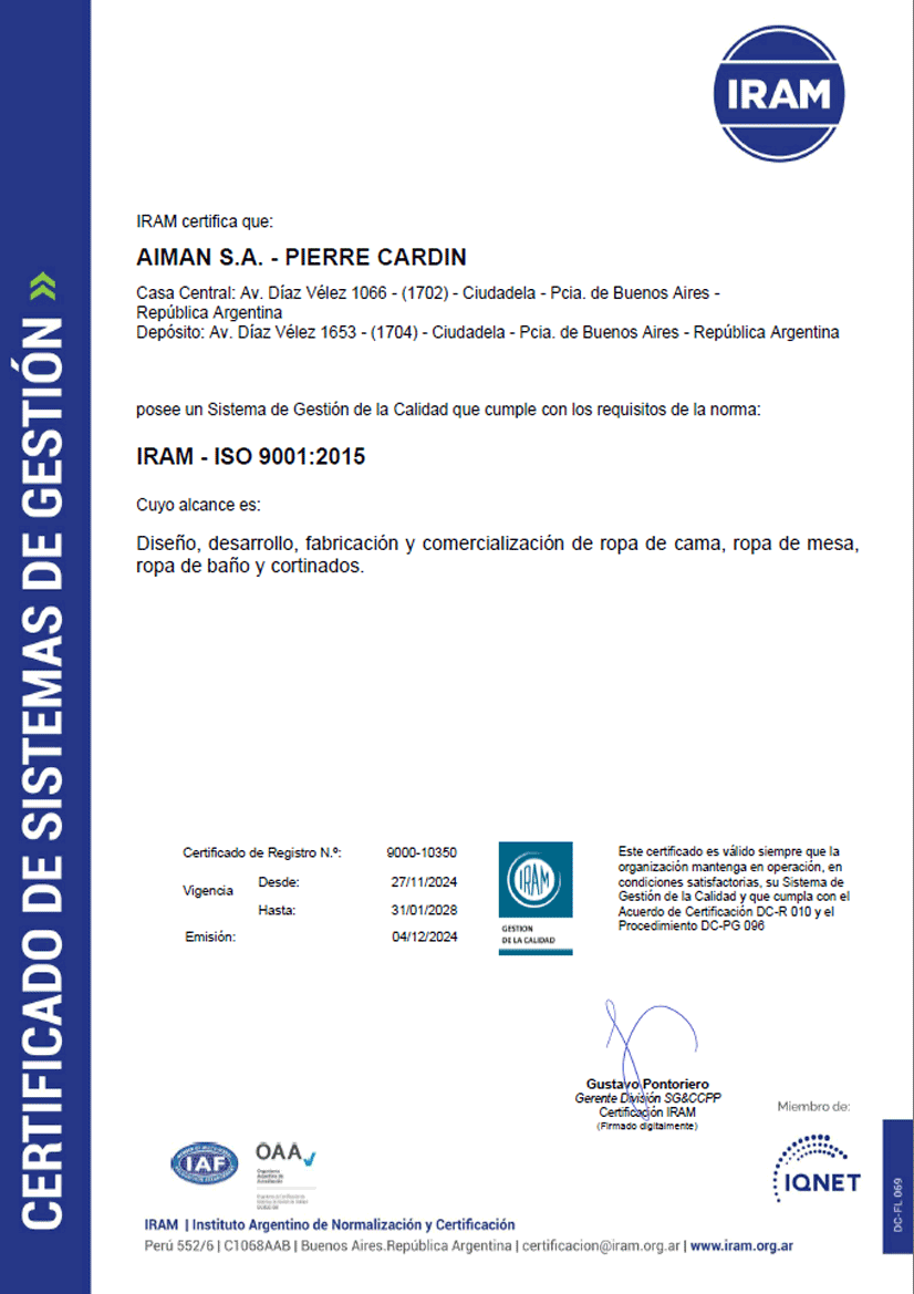 Imagen certificado Aiman Normas Iram